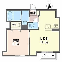 シャーメゾンプランドール神町 1LDKの間取図画像
