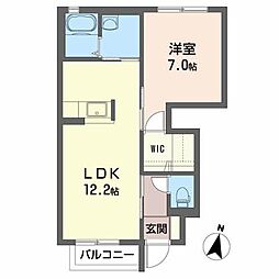 マルモーレB 1LDKの間取図画像