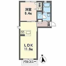 シャーメゾンフルール 1LDKの間取図画像