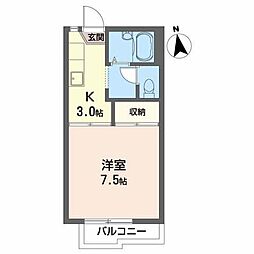 メゾン・アルカンシェール 1Kの間取図画像