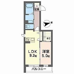 コア城南 1LDKの間取図画像