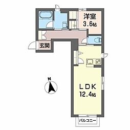 シャーメゾンピコ 1LDKの間取図画像