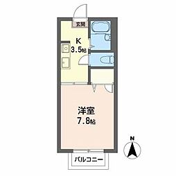グリーンレーベル 1Kの間取図画像