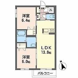 メゾンマスト嶋A 2LDKの間取図画像