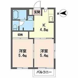 カーサデフロール 2Kの間取図画像