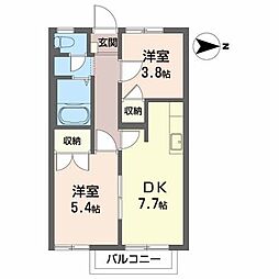 フレグランス菜恵A 2DKの間取図画像