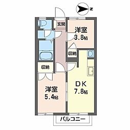 フレグランス菜恵A 2DKの間取図画像