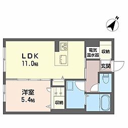 フォーブール馬場町 1LDKの間取図画像