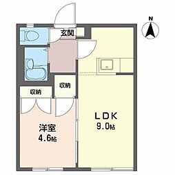 ディアス・田園H 1LDKの間取図画像
