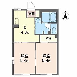 メゾン・ド・パレスB 2Kの間取図画像