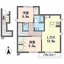 シャーメゾンフローラ 2LDKの間取図画像