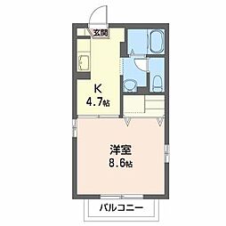 グランシード八桜 1Kの間取図画像