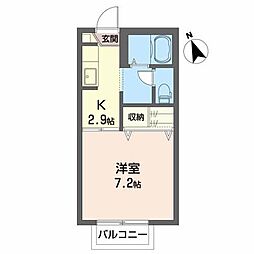 ディアスクレスト-A 1Kの間取図画像