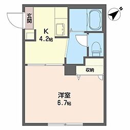 ラ・フォーレ材木町 1Kの間取図画像