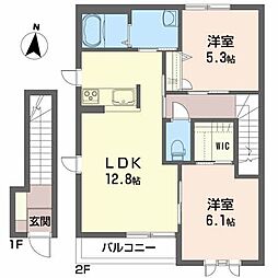 KブランシェJ 2LDKの間取図画像