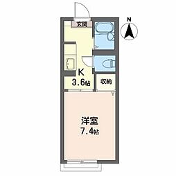 シエル21 1Kの間取図画像