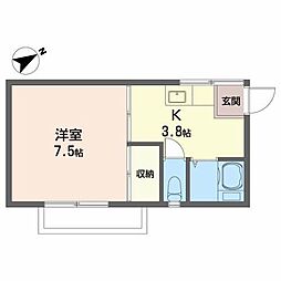ペアハウス松尾 1Kの間取図画像