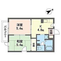 シーサイドハイツ藤の川 2Kの間取図画像