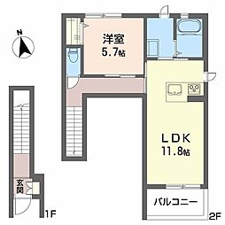 TriM志家町 1LDKの間取図画像