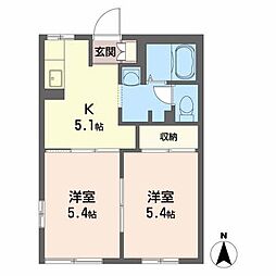 ディアスＴ＆Ｙ　Ａ 102 1階2Kの間取り