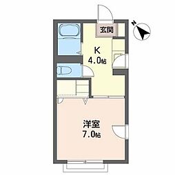 花ヴィレッジ 1Kの間取図画像