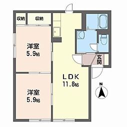 セントレージS-2 2LDKの間取図画像