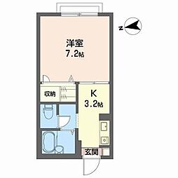 シャーメゾン新小路 1Kの間取図画像