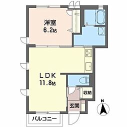 クラインガルテン 1LDKの間取図画像