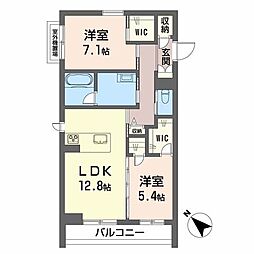諏訪町てらす 2LDKの間取図画像