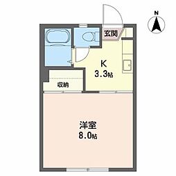 ブルージュ 1Kの間取図画像