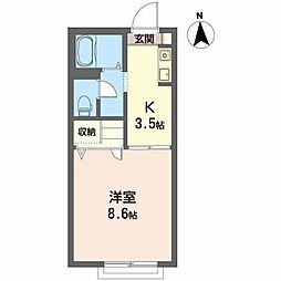 エデン西大通り 1Kの間取図画像