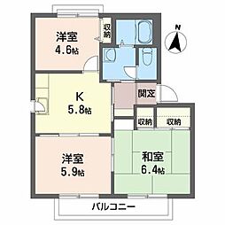 コンフォルタ藤沢町E 3Kの間取図画像