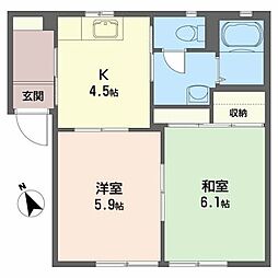コーポワタナベ 2Kの間取図画像