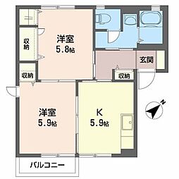アクアロード1 2Kの間取図画像