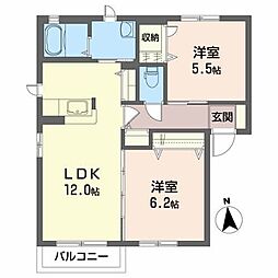 ディアスKAZU4 2LDKの間取図画像