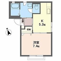 レジアス 1Kの間取図画像