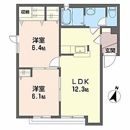 シャーメゾンメイD 2LDKの間取図画像