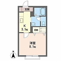シャーメゾンG.L. 1Kの間取図画像
