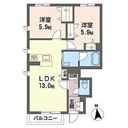シャーメゾンラ・ヴィー 2LDKの間取図画像