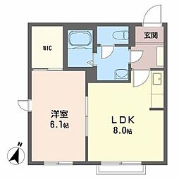 サニーハイツ 1LDKの間取図画像