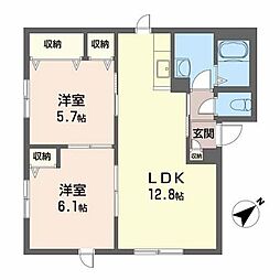 シャーメゾンリバーサイド 2LDKの間取図画像