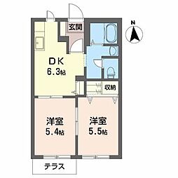 ヴィータA 2DKの間取図画像