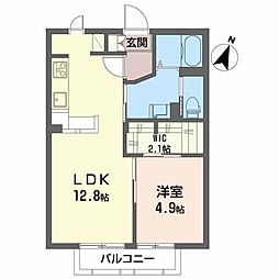 フレグランス川口D 1LDKの間取図画像