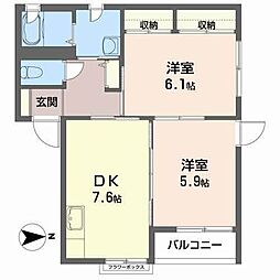 アーバンストリートB 2DKの間取図画像