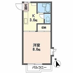 ピエス富沢 1Kの間取図画像