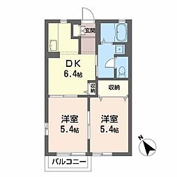 フォー・シーズンズ・ガーデンイースト 2DKの間取図画像