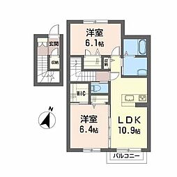 ファミーユ仲町 2LDKの間取図画像