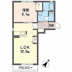 ドーノマエA 1LDKの間取図画像