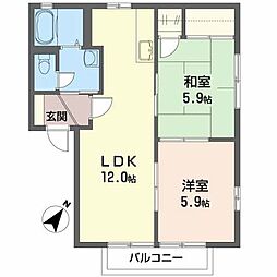 メゾン・ド・エムC 2LDKの間取図画像
