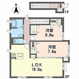 シュクレ 2LDKの間取図画像